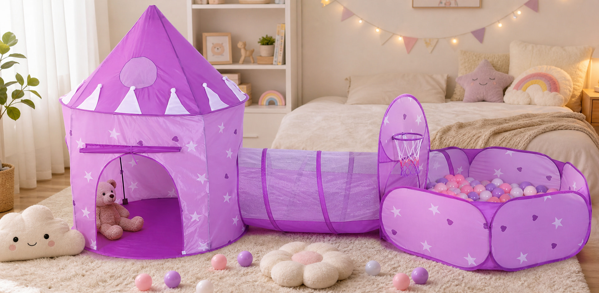 Детская игровая палатка Tunnel Ball Pit, набор из 3 предметов